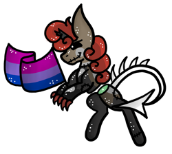 Size: 800x718 | Tagged: safe, artist:hunterthewastelander, imported from derpibooru, oc, oc only, original species, bisexual pride flag, black sclera, claws, flag, horn, pride, pride flag, simple background, solo, tail, transparent background, ych result