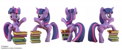 Size: 1969x800 | Tagged: safe, artist:andrew hickinbottom, imported from derpibooru, twilight sparkle, alicorn, pony, 3d, 3d model, book, female, simple background, solo, twilight sparkle (alicorn), white background