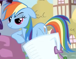 Size: 832x641 | Tagged: safe, imported from derpibooru, screencap, rainbow dash, rarity, spike, pegasus, pony, just for sidekicks, cropped, lidded eyes, measuring cup, solo focus