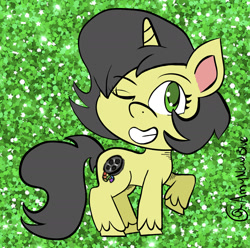 Size: 1536x1524 | Tagged: safe, imported from derpibooru, oc, oc only, oc:pauly sentry, pony, unicorn, my little pony: pony life, commission, cute, g4.5, glitter, one eye closed, wink