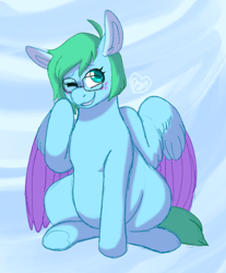 Size: 1160x1403 | Tagged: safe, artist:sandwichbuns, imported from derpibooru, oc, oc only, oc:cyan pastel, pegasus, pony, female, glasses, mare, solo