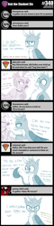 Size: 800x3329 | Tagged: safe, artist:sintakhra, imported from derpibooru, gallus, silverstream, classical hippogriff, griffon, hippogriff, tumblr:studentsix, angry, cute, fourth wall, implied ocellus, implied sandbar, implied smolder, implied yona, looking at you, meme, offscreen character, pushing, pushing away, rage face, shipping denied, shocked, stair keychain