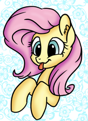 Size: 554x762 | Tagged: safe, artist:lollipony, artist:tech--pony, imported from derpibooru, fluttershy, pegasus, pony, bust, collaboration, cute, ear fluff, female, mare, portrait, shyabetes, solo, three quarter view, tongue out