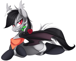 Size: 2778x2228 | Tagged: safe, alternate version, artist:scarlet-spectrum, imported from derpibooru, oc, oc only, oc:stormdancer, bat pony, pony, adorasexy, bandana, bat pony oc, bat wings, clothes, cute, flower, flower in mouth, male, patreon, patreon reward, romantic, rose, rose in mouth, sexy, socks, solo, stallion, wings