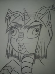 Size: 2576x1932 | Tagged: artist needed, safe, imported from derpibooru, oc, oc only, oc:orchid, kaiju, kaiju pony, crossover, derp, goofy, pacific rim, solo, traditional art