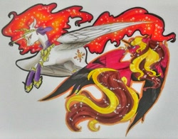 Size: 1025x805 | Tagged: safe, artist:oneiria-fylakas, imported from derpibooru, daybreaker, alicorn, pony, female, mare, traditional art
