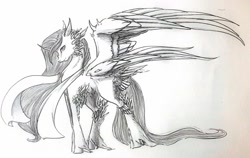Size: 1024x649 | Tagged: safe, artist:oneiria-fylakas, imported from derpibooru, braham, original species, monochrome, solo, traditional art