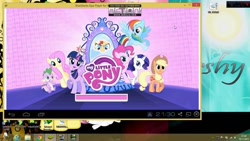 Size: 1280x720 | Tagged: safe, imported from derpibooru, applejack, fluttershy, pinkie pie, rainbow dash, rarity, spike, sunset shimmer, twilight sparkle, alicorn, android, robot, bluestacks app player, emulator, game, microsoft, microsoft windows, my little pony logo, twilight sparkle (alicorn), windows, windows 8