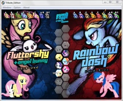 Size: 656x538 | Tagged: safe, imported from derpibooru, angel bunny, applejack, fluttershy, pinkie pie, rainbow dash, rarity, twilight sparkle, pony, rabbit, fighting is magic, animal, female, game, japanese, mare, microsoft, microsoft windows, tribute edition, windows, windows 7