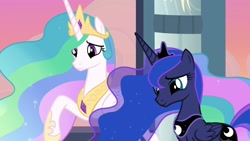 Size: 1920x1080 | Tagged: safe, imported from derpibooru, screencap, princess celestia, princess luna, pony, the last problem, royal sisters