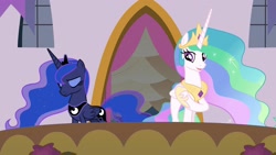 Size: 1920x1080 | Tagged: safe, imported from derpibooru, screencap, princess celestia, princess luna, pony, the last problem, balcony