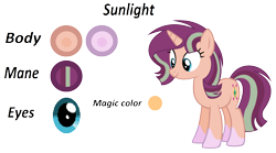 Size: 2668x1484 | Tagged: safe, artist:siriussentry, imported from derpibooru, oc, oc only, oc:sunlight, pony, unicorn, female, mare, next generation, offspring, parent:starlight glimmer, parent:sunburst, parents:starburst, reference sheet, simple background, smiling, solo, transparent background