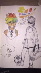 Size: 1080x1920 | Tagged: artist needed, safe, imported from derpibooru, rainbow dash, human, converse, female, football, humanized, shoes, sketch, solo, sports, sunglasses, traditional art