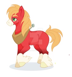 Size: 1280x1369 | Tagged: safe, artist:aurora-light-x, imported from derpibooru, big macintosh, pony, alternate design, deviantart watermark, male, missing cutie mark, obtrusive watermark, simple background, solo, unshorn fetlocks, watermark, white background