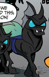 Size: 343x534 | Tagged: safe, idw, imported from derpibooru, changeling, spoiler:comic, spoiler:comic04, buff, bulky changeling, muscles, speech bubble