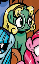 Size: 127x207 | Tagged: safe, idw, imported from derpibooru, pony, unicorn, spoiler:comic, spoiler:comic40, background pony, cropped, female, filly, fuu hououji, glasses, hikaru shidou, magic knight rayearth, picture for breezies, ponified, solo focus, unnamed character, unnamed pony