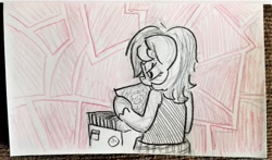 Size: 1985x1170 | Tagged: safe, artist:shoeunit, imported from derpibooru, roseluck, earth pony, pony, semi-anthro, clothes, female, mare, solo, traditional art