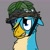 Size: 2013x2013 | Tagged: safe, artist:kamithepony, imported from derpibooru, gallus, griffon, born to x, full metal jacket, helmet, leaves, male, simple background, solo, stick