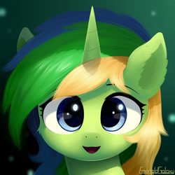 Size: 1300x1300 | Tagged: safe, artist:emeraldgalaxy, imported from derpibooru, oc, oc only, oc:emerald galaxy, pony, unicorn, bust, cute, female, mare, portrait, smiling, solo