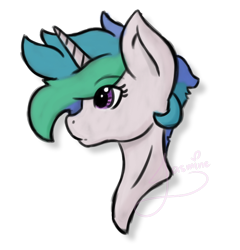 Size: 714x745 | Tagged: safe, artist:vinylmelody, imported from derpibooru, princess celestia, pony, alternate hairstyle, bust, female, mare