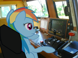 Size: 640x480 | Tagged: safe, artist:indonesiarailroadpht, artist:ponyrailartist, imported from derpibooru, rainbow dash, pegasus, pony, cc206, female, ge cm20emp, general electric, indonesia, irl, irl pony, locomotive, mare, photo, ponies in real life, railroad, show accurate, solo, train