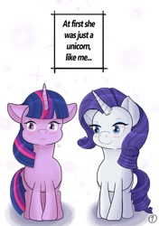 Size: 1024x1455 | Tagged: safe, artist:kingkero, imported from derpibooru, rarity, twilight sparkle, pony, unicorn, comic:my little unicorn, blushing, comic, female, lesbian, rarilight, shipping, unicorn twilight