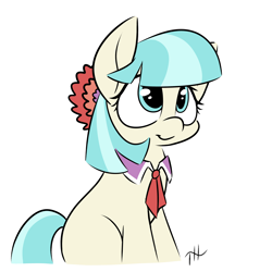Size: 3000x3000 | Tagged: safe, artist:fakskis, imported from derpibooru, coco pommel, earth pony, pony, 30 minute art challenge, cocobetes, cute, female, high res, mare, missing cutie mark, simple background, sitting, smiling, solo, white background