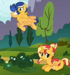 Size: 863x926 | Tagged: safe, artist:missxxfofa123, imported from derpibooru, flash sentry, sunset shimmer, pegasus, pony, unicorn, base used, family, female, flashimmer, male, offspring, parent:flash sentry, parent:sunset shimmer, parents:flashimmer, shipping, straight
