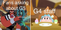 Size: 1920x953 | Tagged: safe, artist:aleximusprime, artist:mlp-silver-quill, imported from derpibooru, cozy glow, lord tirek, queen chrysalis, centaur, changeling, changeling queen, pegasus, pony, angry, behaving like a cat, black sclera, cookie, cozybetes, cozybuse, cupcake, cute, cutealis, evil lair, exploitable meme, fangs, female, filly, floppy ears, foal, food, frown, glare, grogar's lair, group, lair, legion of doom, lidded eyes, male, meme, meme parody, open mouth, plate, pointing, ponified meme, scared, table, tirek yelling at cozy glow, villain teamup, wide eyes, woman yelling at a cat, yelling