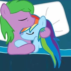 Size: 554x554 | Tagged: safe, imported from derpibooru, rainbow dash, spike, female, male, ponified, ponified spike, rainbowspike, shipping, species swap, straight