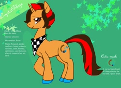 Size: 3630x2633 | Tagged: safe, artist:8loodyrain, imported from derpibooru, oc, oc only, oc:crystal blaze, pony, unicorn, colored hooves, female, horn, mare, neckerchief, raised hoof, reference sheet, solo, unicorn oc