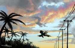 Size: 5100x3300 | Tagged: safe, artist:supermoix, imported from derpibooru, pegasus, pony, afternoon, cloud, cloudy, detailed background, scenery, scenery porn, silhouette, solo, sunset