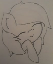 Size: 1596x1909 | Tagged: safe, artist:lightning135, imported from derpibooru, oc, oc only, earth pony, pony, eyes closed, female, sketch, smiling, solo, traditional art