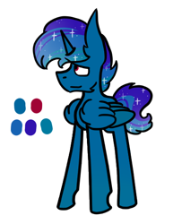 Size: 402x520 | Tagged: safe, artist:hunterthewastelander, imported from derpibooru, oc, oc only, alicorn, pony, alicorn oc, ethereal mane, galaxy mane, horn, male, reference sheet, simple background, solo, stallion, white background