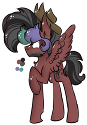 Size: 610x874 | Tagged: safe, artist:hunterthewastelander, imported from derpibooru, oc, oc only, oc:rimfire cazador, alicorn, pony, alicorn oc, hat, horn, male, raised hoof, reference sheet, solo, stallion, story included, transgender