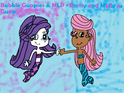 Size: 960x720 | Tagged: safe, artist:deboramonteiro123, imported from derpibooru, rarity, mermaid, equestria girls, bandeau, bare shoulders, barely eqg related, belly button, bikini top, bracelet, bubble guppies, clothes, crossover, guppy, jewelry, mermaid tail, mermaidized, mermarity, mermay, midriff, molly (bubble guppies), nick jr., nickelodeon, species swap, strapless