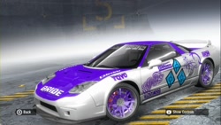 Size: 1280x720 | Tagged: safe, imported from derpibooru, rarity, acura, acura nsx, car, cutie mark, game screencap, itasha, need for speed, need for speed pro street, video game