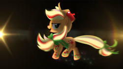 Size: 3840x2160 | Tagged: safe, artist:bastbrushie, imported from derpibooru, applejack, earth pony, pony, female, food, lens flare, light, orange, rainbow power, solo, stars