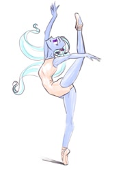 Size: 701x973 | Tagged: safe, artist:dadss_rootbeer, imported from derpibooru, sugarcoat, equestria girls, armpits, ballerina, ballet, dancing, female, simple background, solo, stretching, white background