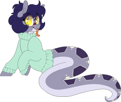 Size: 2221x1871 | Tagged: safe, artist:liefsong, imported from derpibooru, oc, oc:licorice, lamia, monster pony, original species, snake, snake pony, :p, clothes, cute, glasses, monster mare, simple background, sweater, tongue out, transparent background