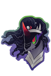 Size: 2400x3600 | Tagged: safe, artist:reallycoykoifish, imported from derpibooru, king sombra, pony, unicorn, bust, evil, fangs, head only, male, portrait, simple background, solo, sombra eyes, stallion, transparent background