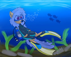 Size: 5000x4000 | Tagged: safe, artist:darkptly, imported from derpibooru, oc, oc:oceansea, pony, air tank, bubble, dive mask, diving, flippers, flippers (gear), rebreather, scuba, scuba diving, scuba gear, scuba mask, seaweed, underwater, wetsuit