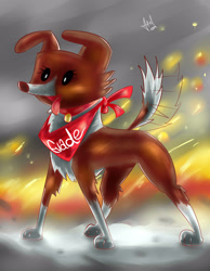 Size: 2551x3295 | Tagged: safe, artist:elbenjaftw, imported from derpibooru, winona, dog, bandana, chile, female, matapacos, protest, solo