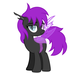 Size: 3500x3500 | Tagged: safe, artist:dreamybae, artist:ponkus, imported from derpibooru, oc, oc only, oc:silky moth, changeling, pony, 2020 community collab, derpibooru community collaboration, base used, changeling oc, female, heterochromia, purple changeling, simple background, slit eyes, slit pupils, solo, transparent background