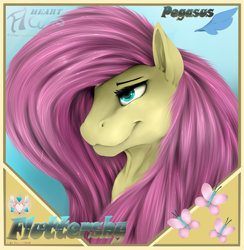 Size: 1249x1281 | Tagged: safe, artist:flareheartmz, imported from derpibooru, fluttershy, pegasus, pony, bust, female, portrait, solo