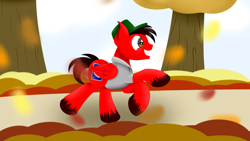 Size: 4000x2250 | Tagged: safe, artist:joechillers, imported from derpibooru, oc, oc only, pony, autumn, leaves, male, running, solo, stallion, ych result
