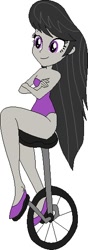 Size: 200x565 | Tagged: safe, artist:erichgrooms3, artist:selenaede, imported from derpibooru, octavia melody, equestria girls, arms folded, bare arms, bare shoulders, base used, clothes, crossed arms, female, legs, leotard, sexy, shoes, simple background, smiling, solo, unicycle, vector, white background