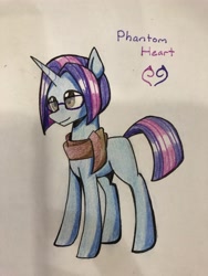 Size: 3024x4032 | Tagged: safe, artist:ponime11, imported from derpibooru, oc, oc only, oc:phantom heart, pony, unicorn, female, mare, solo, traditional art
