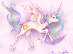 Size: 2846x2108 | Tagged: safe, artist:leechetious, imported from derpibooru, princess celestia, alicorn, classical unicorn, pony, unicorn, cloven hooves, female, hoof fluff, leonine tail, mare, signature, solo, unshorn fetlocks