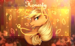 Size: 3600x2200 | Tagged: safe, artist:kot-of-eden, artist:saphirecat11, imported from derpibooru, part of a set, applejack, pony, bust, element of honesty, female, jewelry, looking at you, necklace, smiling, solo